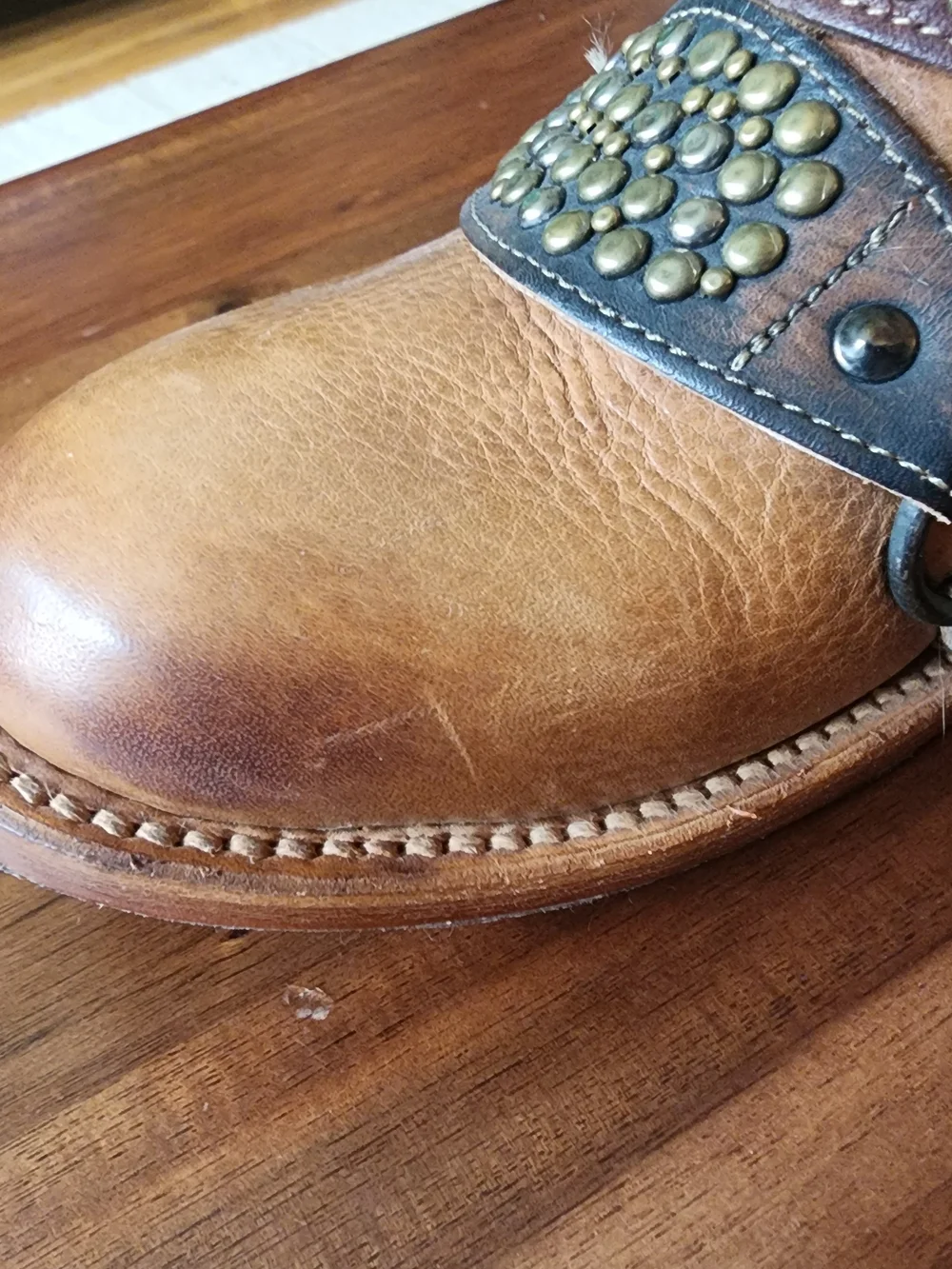 freebird Grady Tan Leather Studded Strap Ankle Boots